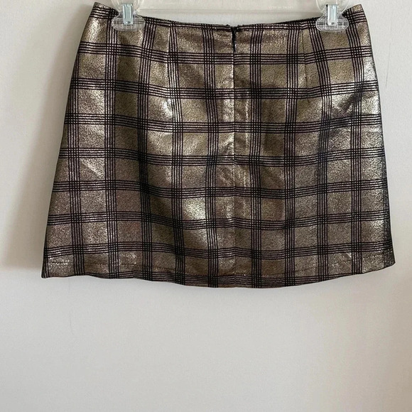 Urban Outfitters Gold metallic and Black Plaid Mini Skirt - Picture 6 of 7